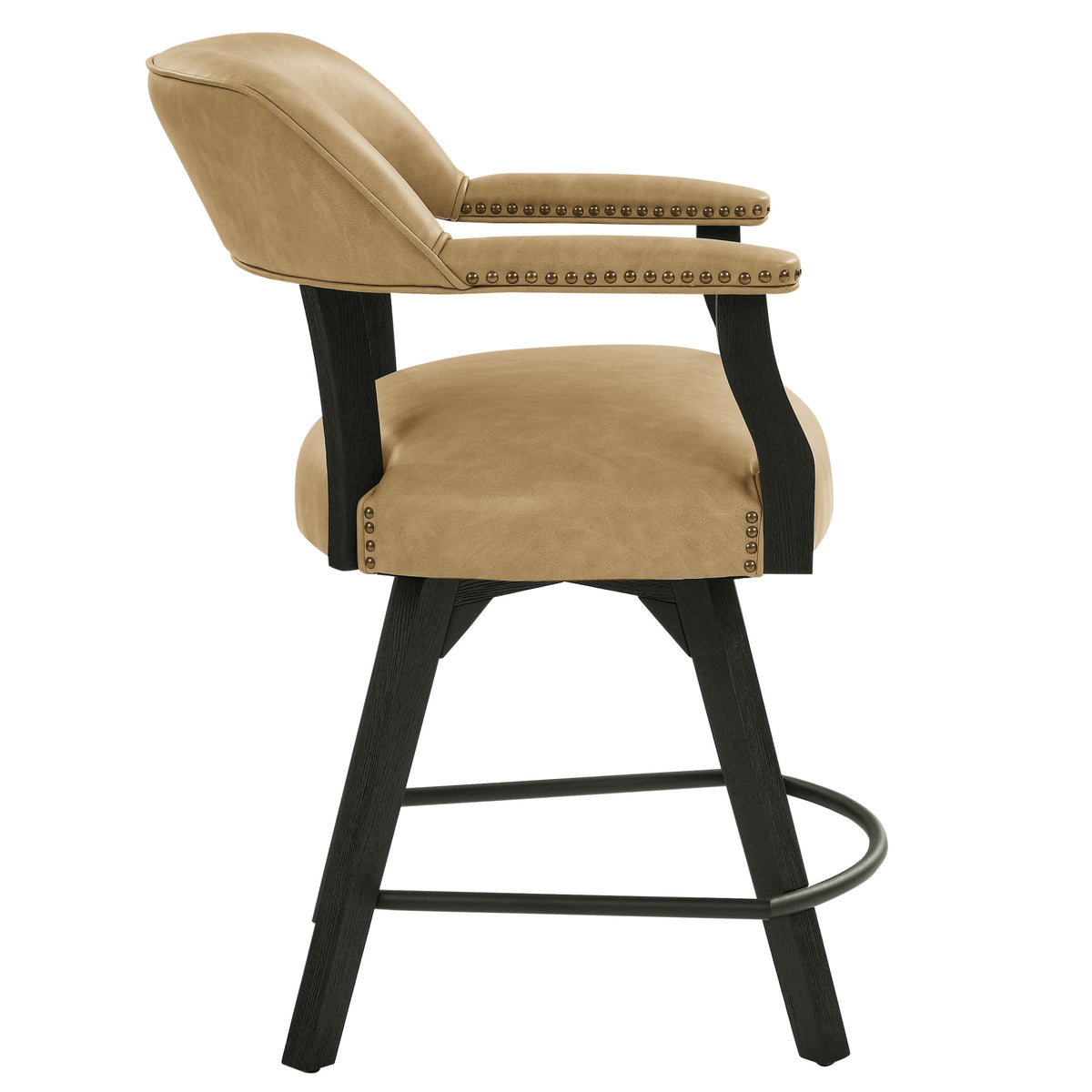 Rylie Black/Sand Vegan Leather 24" Counter Captains Chair from Steve Silver - Luna Furniture