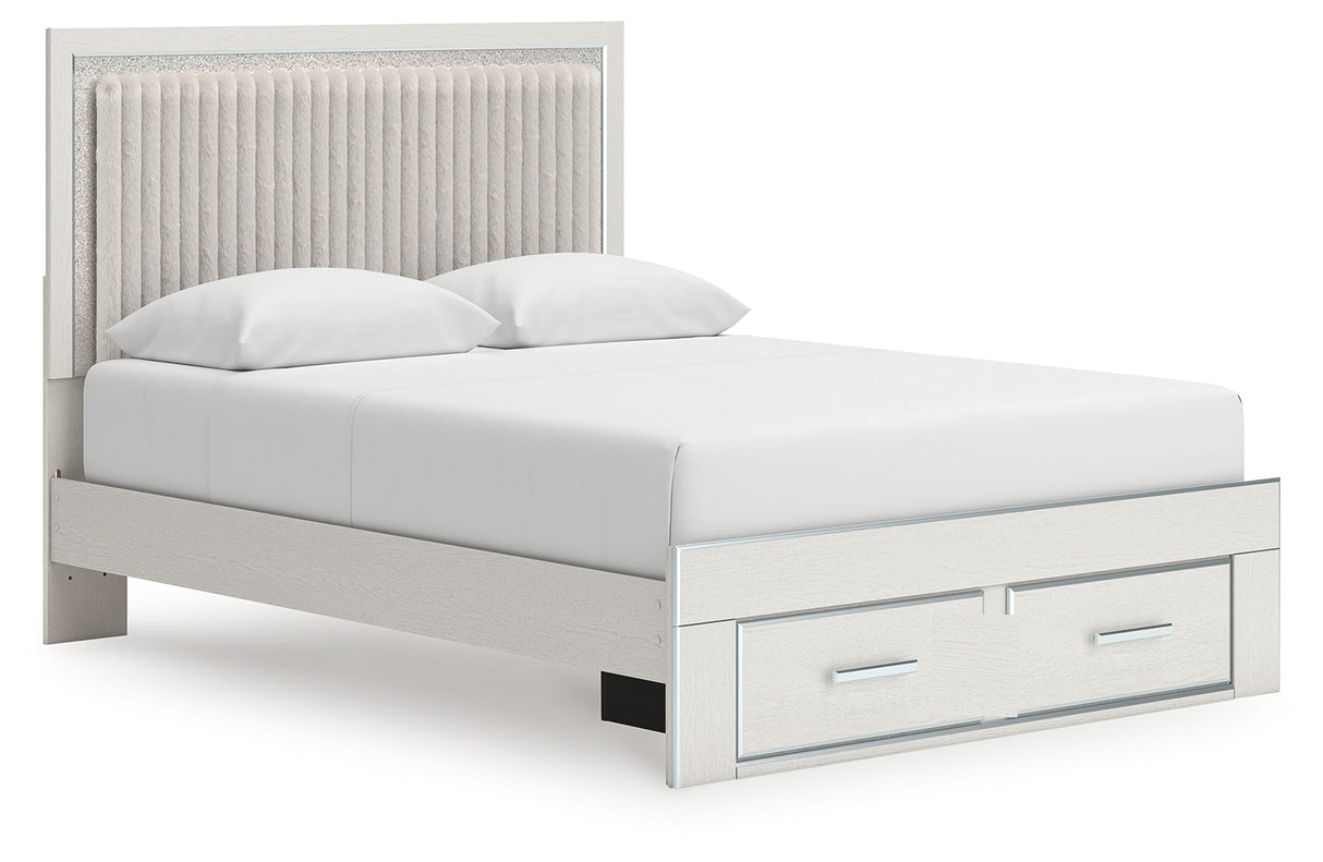 Zuraleus White Queen Upholstered Panel Storage Bed from Ashley - Luna Furniture