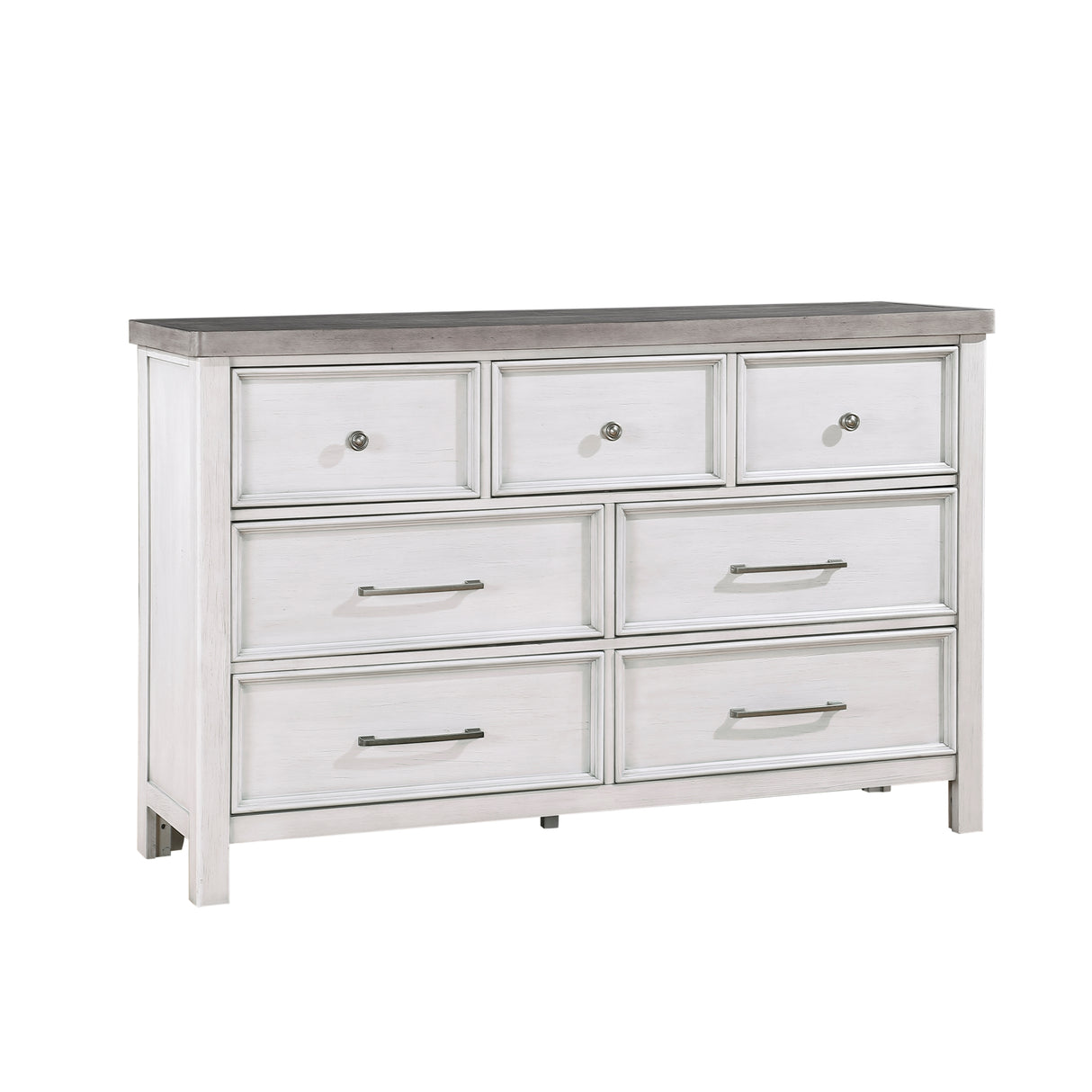 Ambrose Antique White/Gray Queen Platform Bed, Dresser, Mirror and Nightstand from Homelegance - Luna Furniture