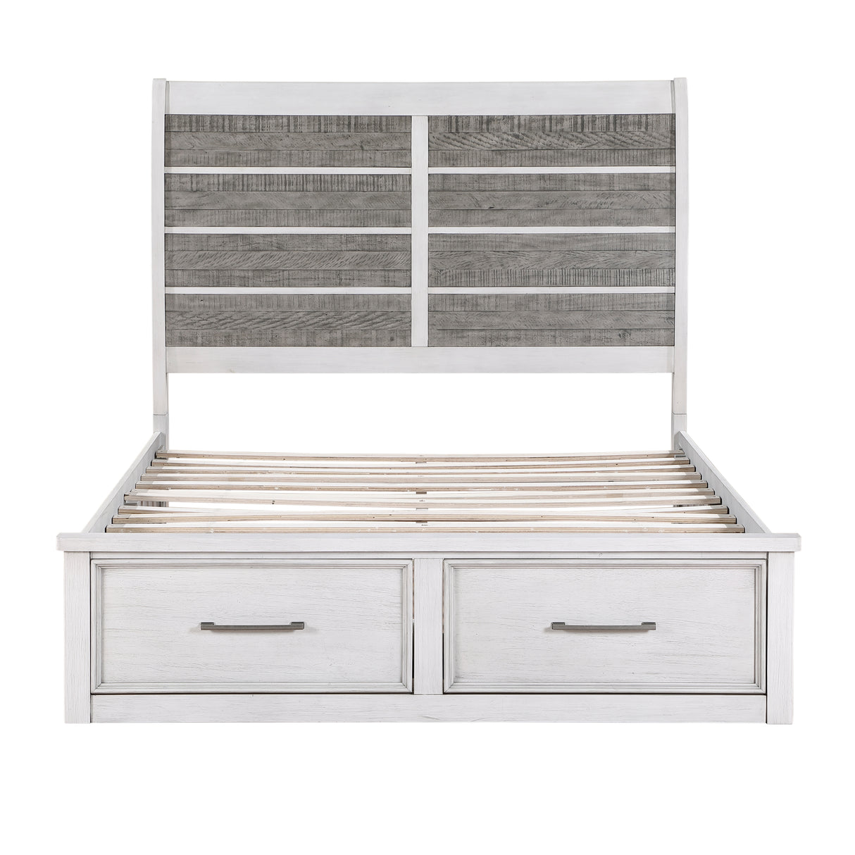 Ambrose Antique White/Gray Queen Platform Bed, Dresser, Mirror and Nightstand from Homelegance - Luna Furniture