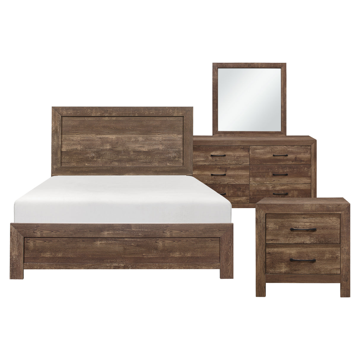 Corbin Brown 4-Piece Bedroom Set (Queen Bed, Nightstand, Dresser, Mirror) from Homelegance - Luna Furniture