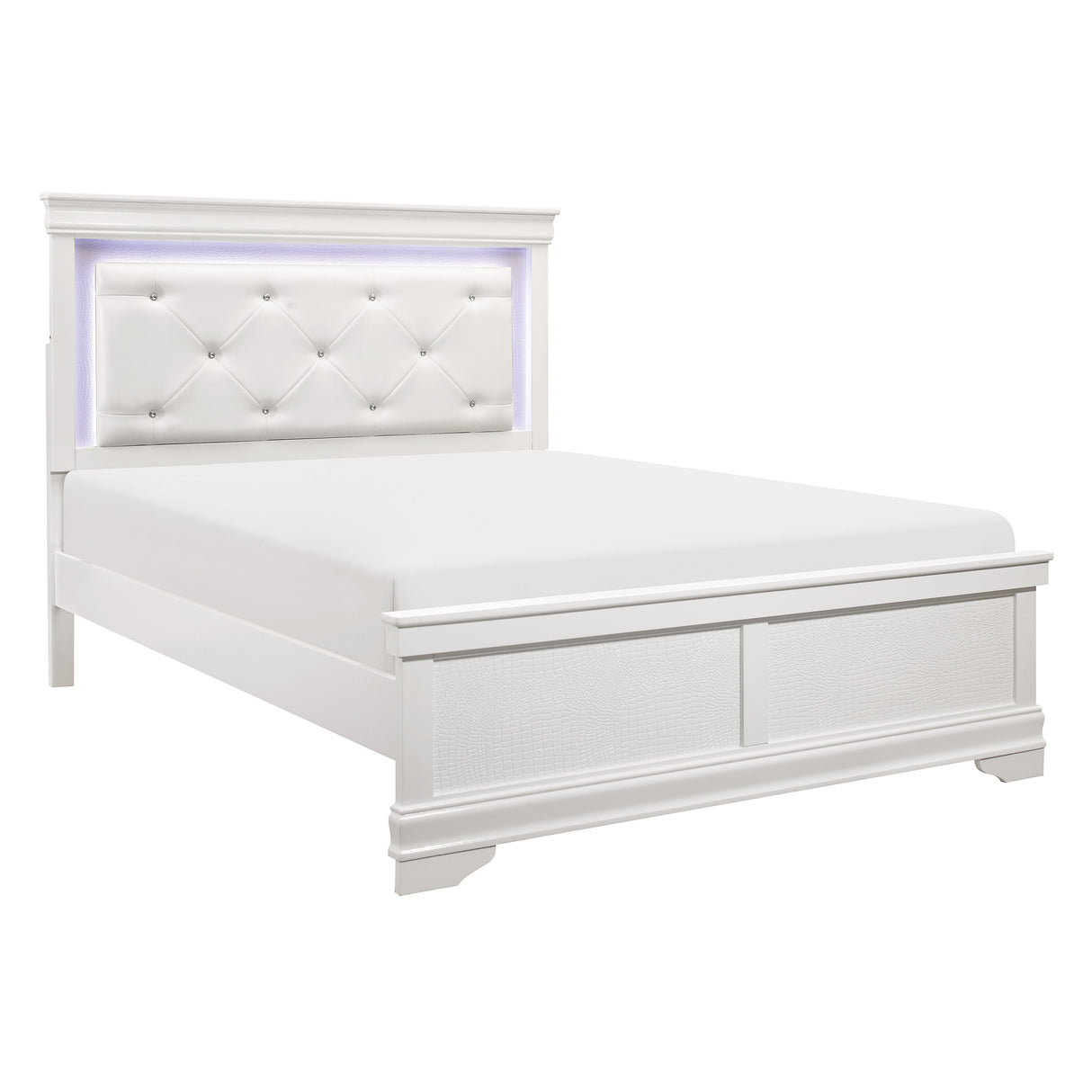 Lana White Full Bed with LED Lighting from Homelegance - Luna Furniture