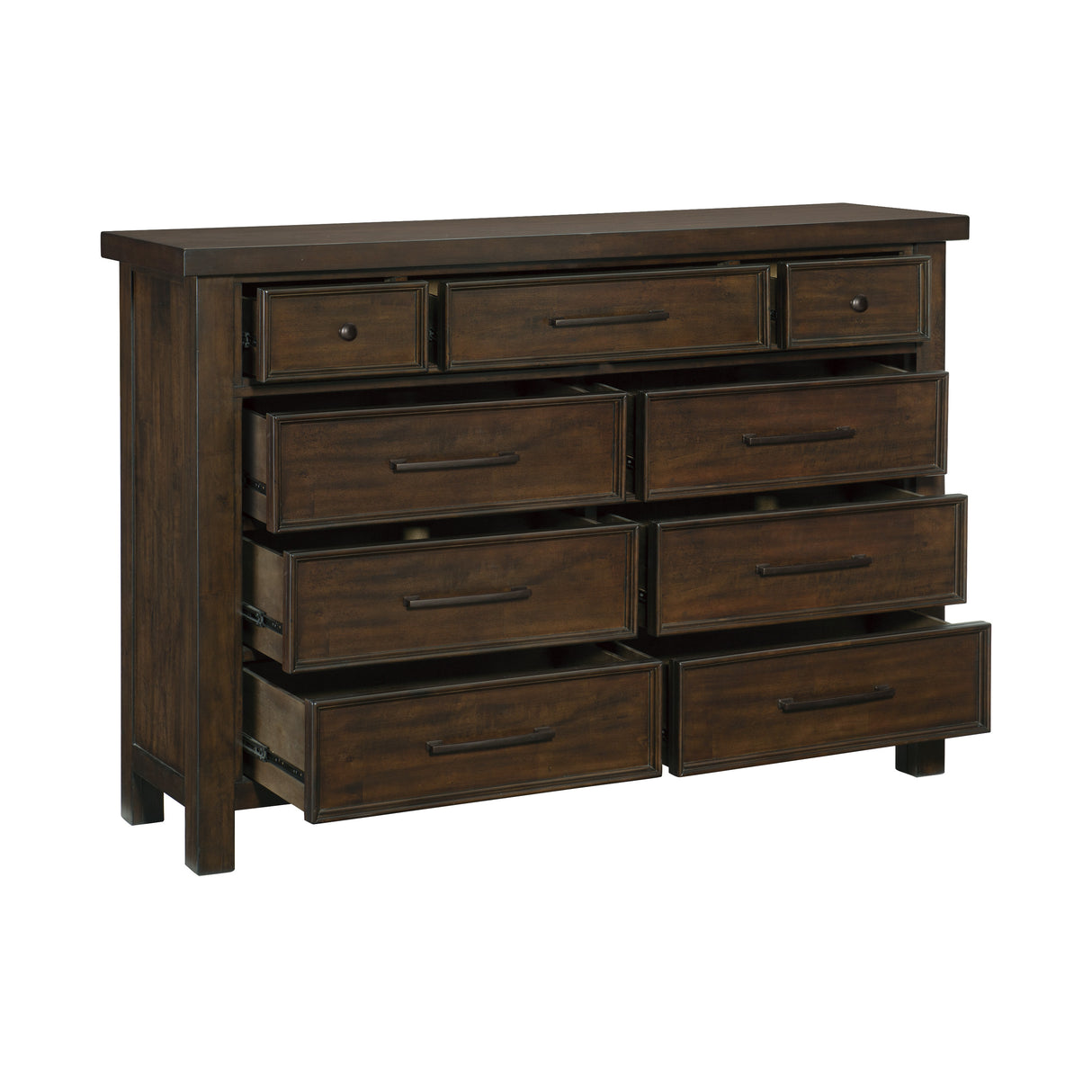 Logandale Brown 4-Piece Bedroom Set (Queen Bed, Nightstand, Dresser, Mirror) from Homelegance - Luna Furniture