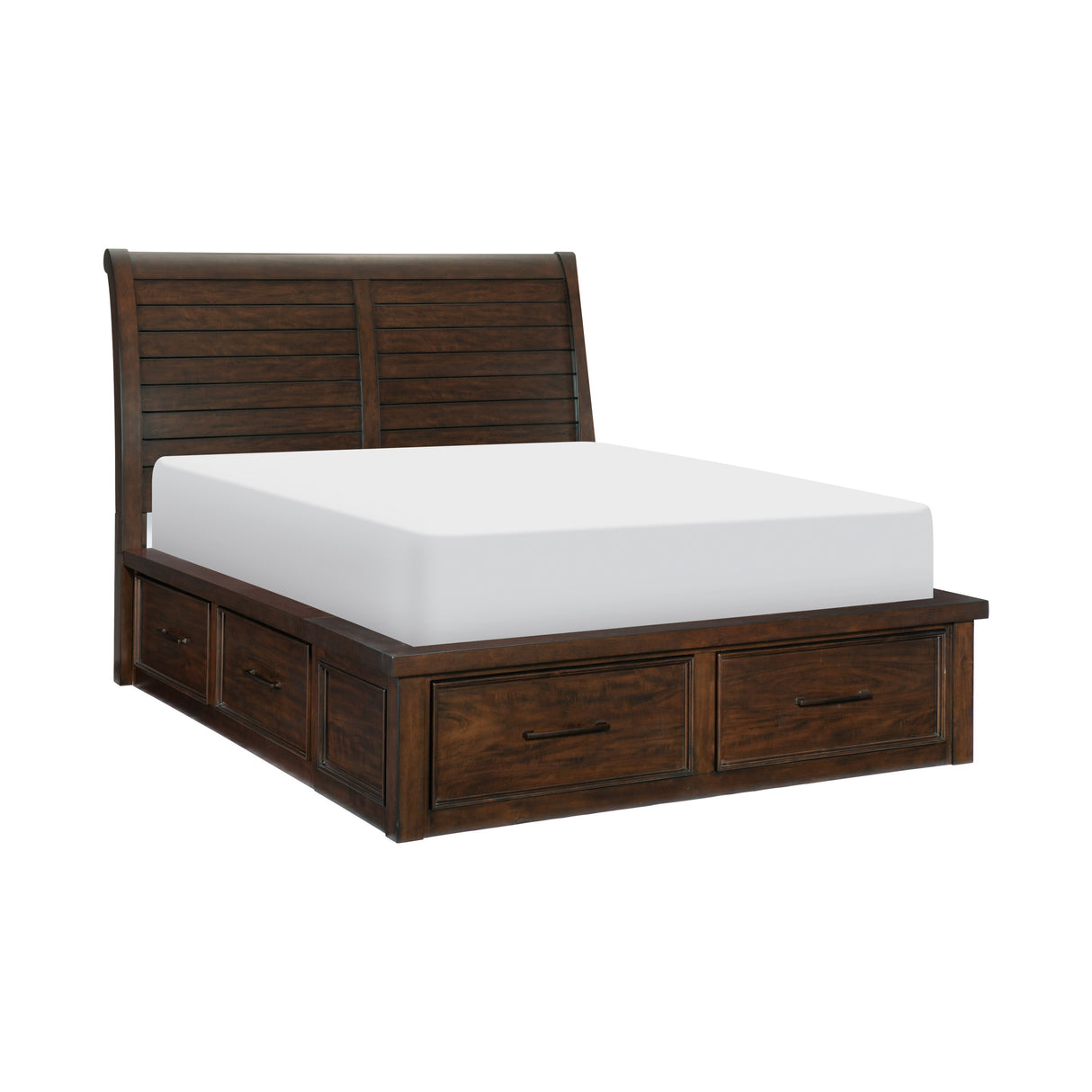 Logandale Brown Eastern King Platform Bed with Footboard Storage from Homelegance - Luna Furniture