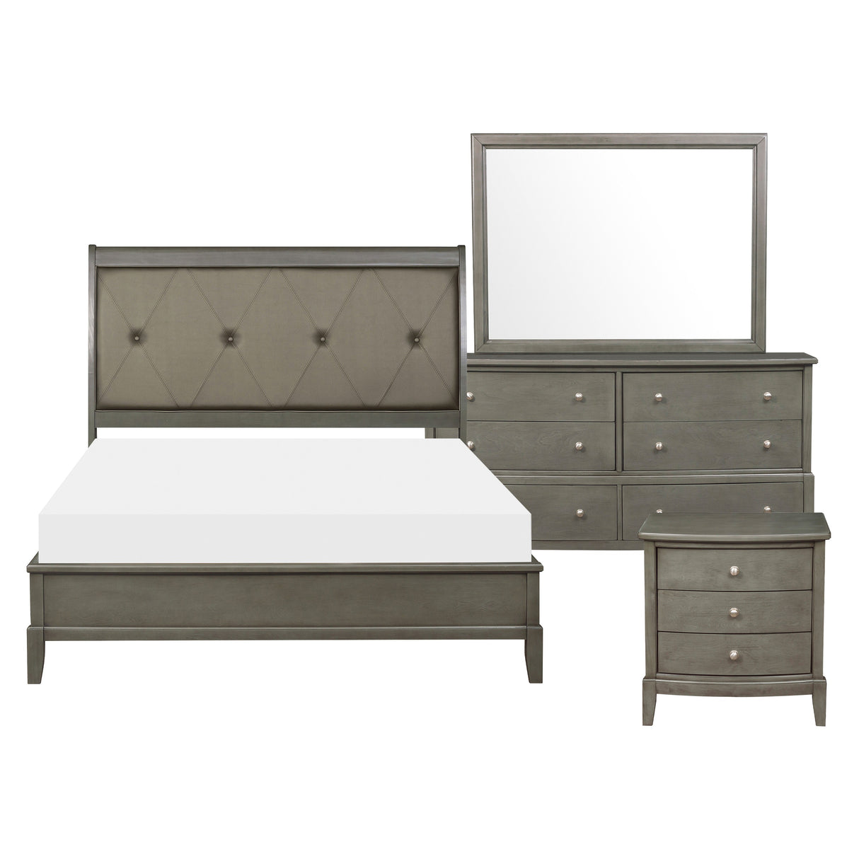 Cotterill Gray 4-Piece Bedroom Set (Queen Bed, Nightstand, Dresser, Mirror) from Homelegance - Luna Furniture