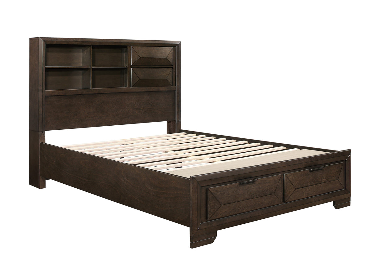 Chesky Warm Espresso 4-Piece Bedroom Set (Queen Bed, Nightstand, Dresser, Mirror) from Homelegance - Luna Furniture