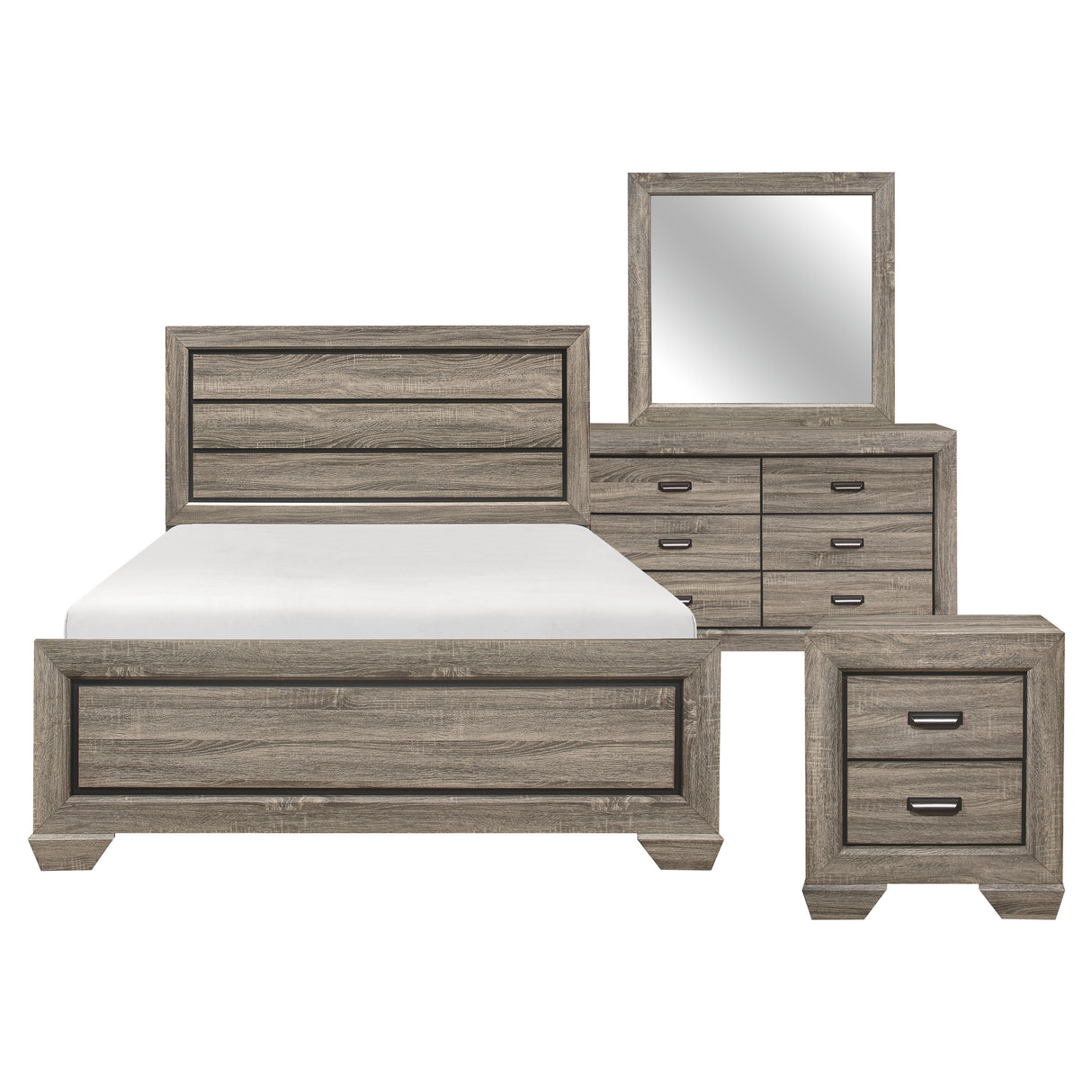 Beechnut Light Elm 4-Piece Bedroom Set (Queen Bed, Nightstand, Dresser, Mirror) from Homelegance - Luna Furniture