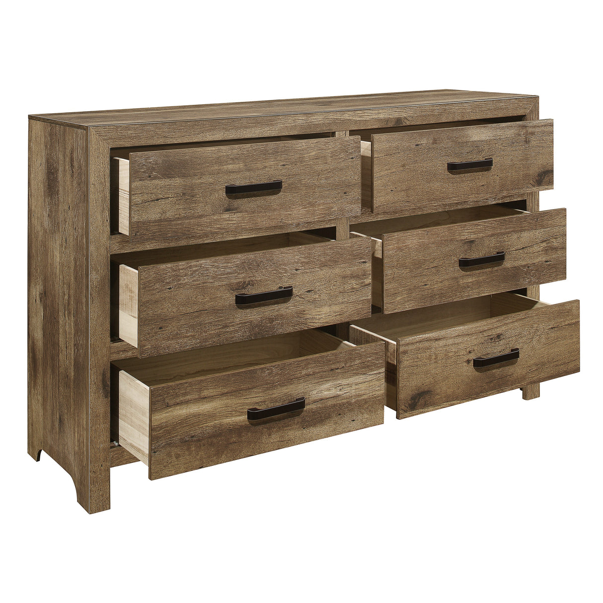 Mandan Weathered Pine 4-Piece Bedroom Set (Queen Bed, Nightstand, Dresser, Mirror) from Homelegance - Luna Furniture