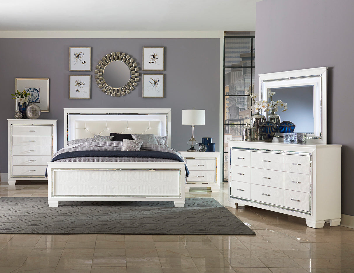 Allura White Eastern King Bed, LED Lighting from Homelegance - Luna Furniture