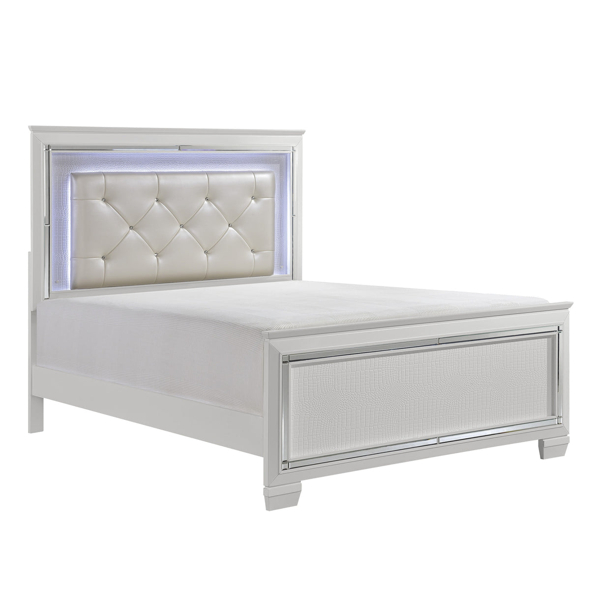 Allura White Queen Bed, LED Lighting from Homelegance - Luna Furniture