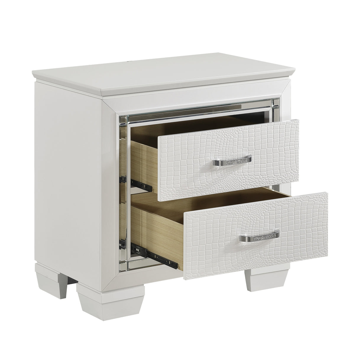 Allura White 4-Piece Bedroom Set (Queen Bed, Nightstand, Dresser, Mirror) from Homelegance - Luna Furniture
