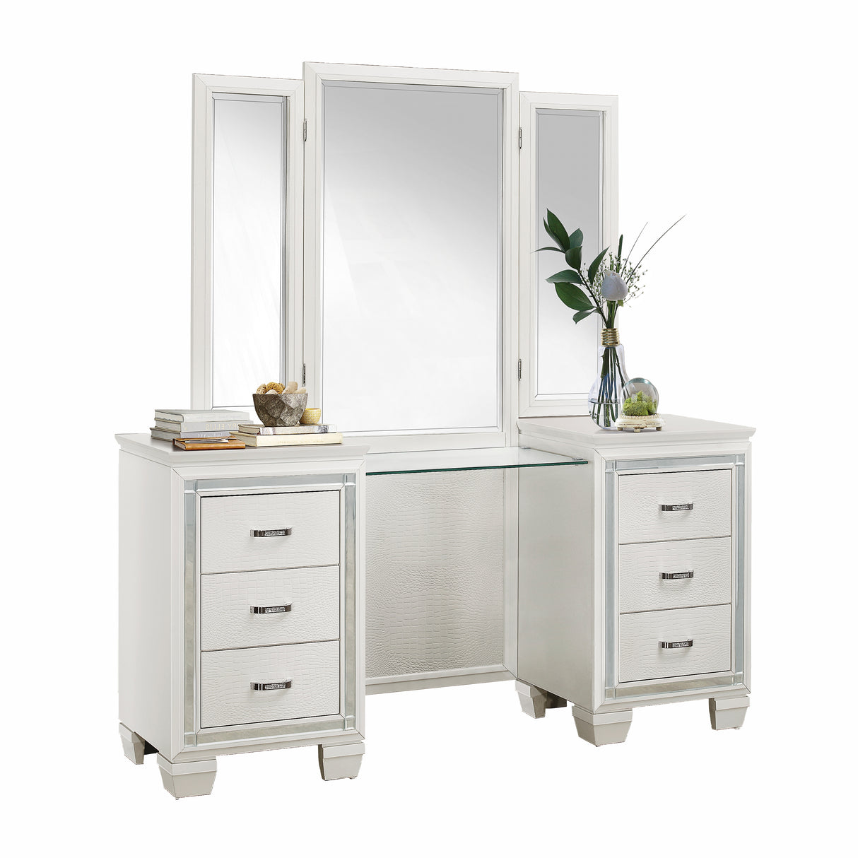 Allura White Vanity Dresser with Mirror from Homelegance - Luna Furniture