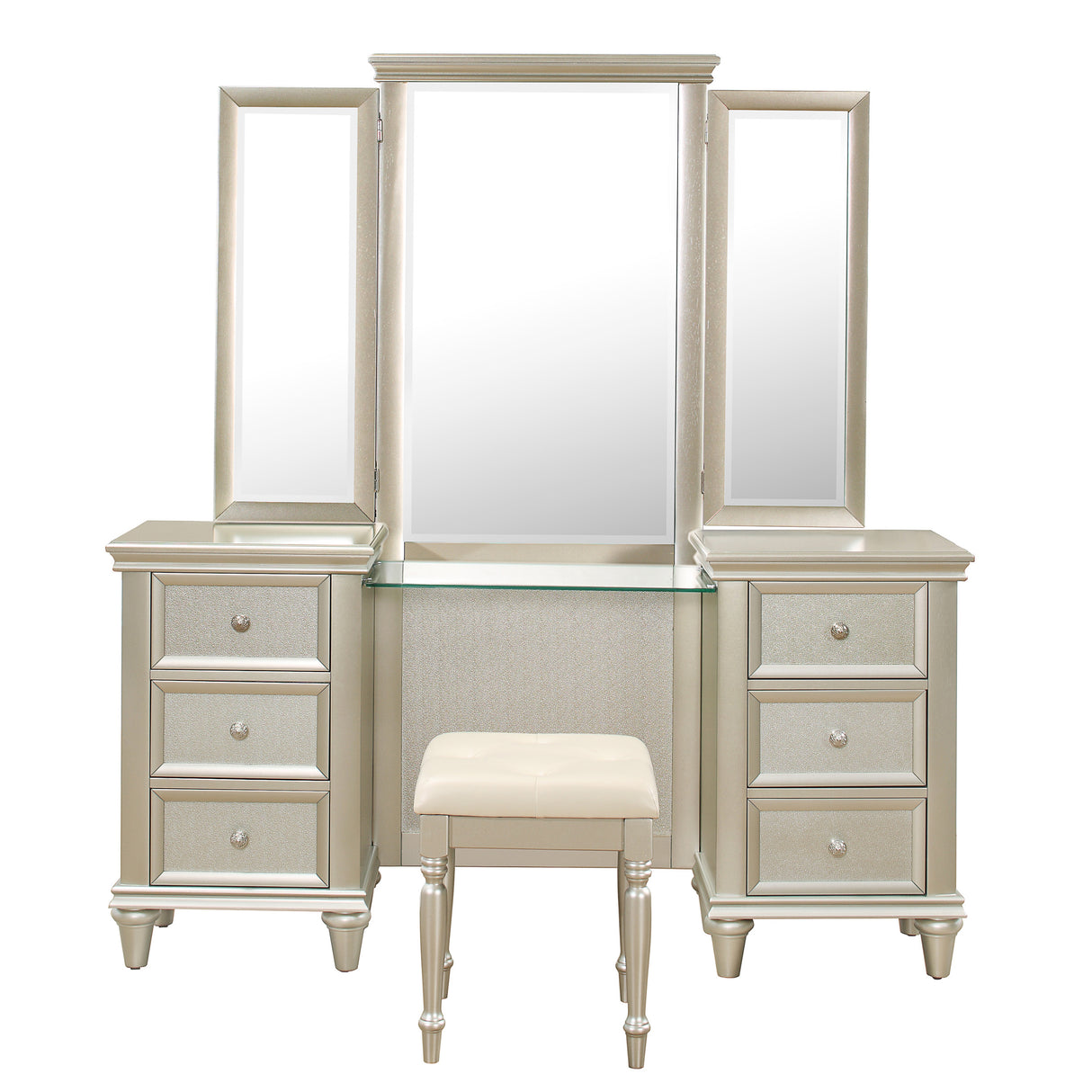 Celandine Silver Vanity Dresser with Mirror from Homelegance - Luna Furniture