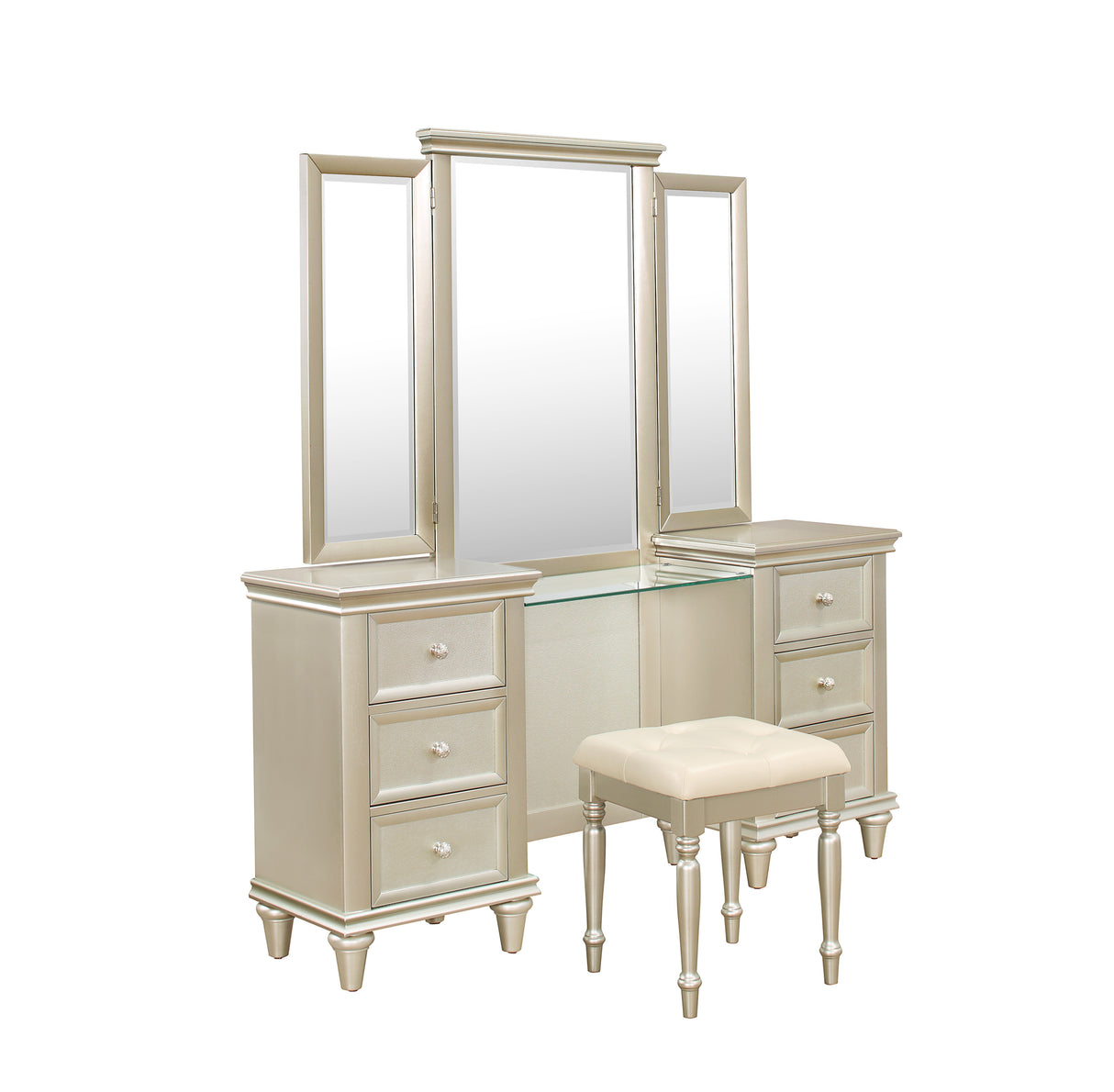 Celandine Silver Vanity Dresser with Mirror from Homelegance - Luna Furniture