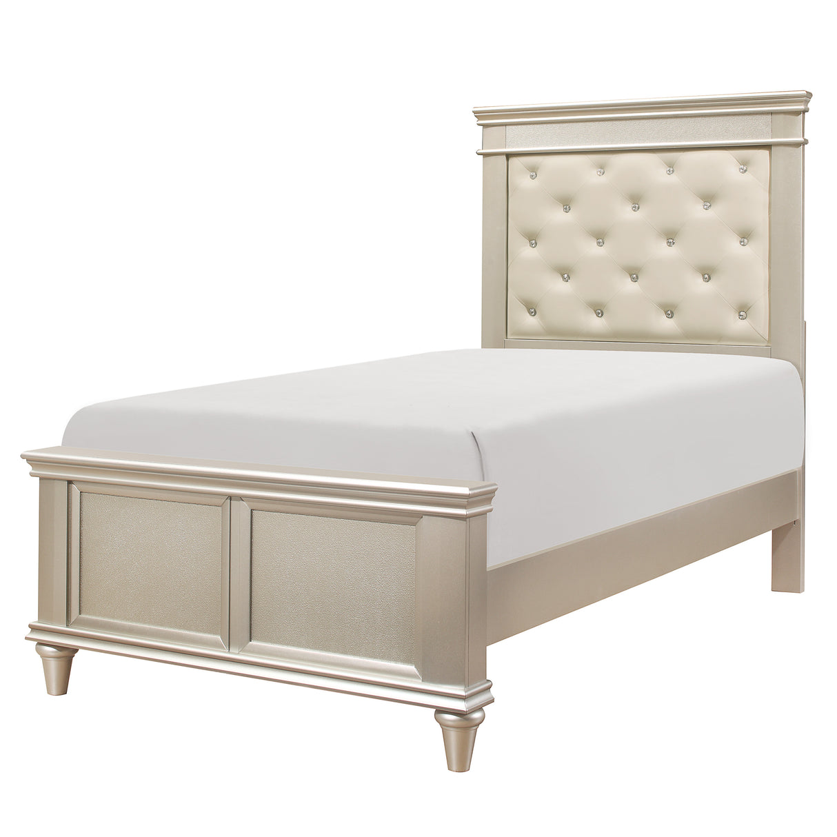 Celandine Silver 4-Piece Youth Bedroom Set (Twin Bed, Nightstand, Dresser, Mirror) from Homelegance - Luna Furniture