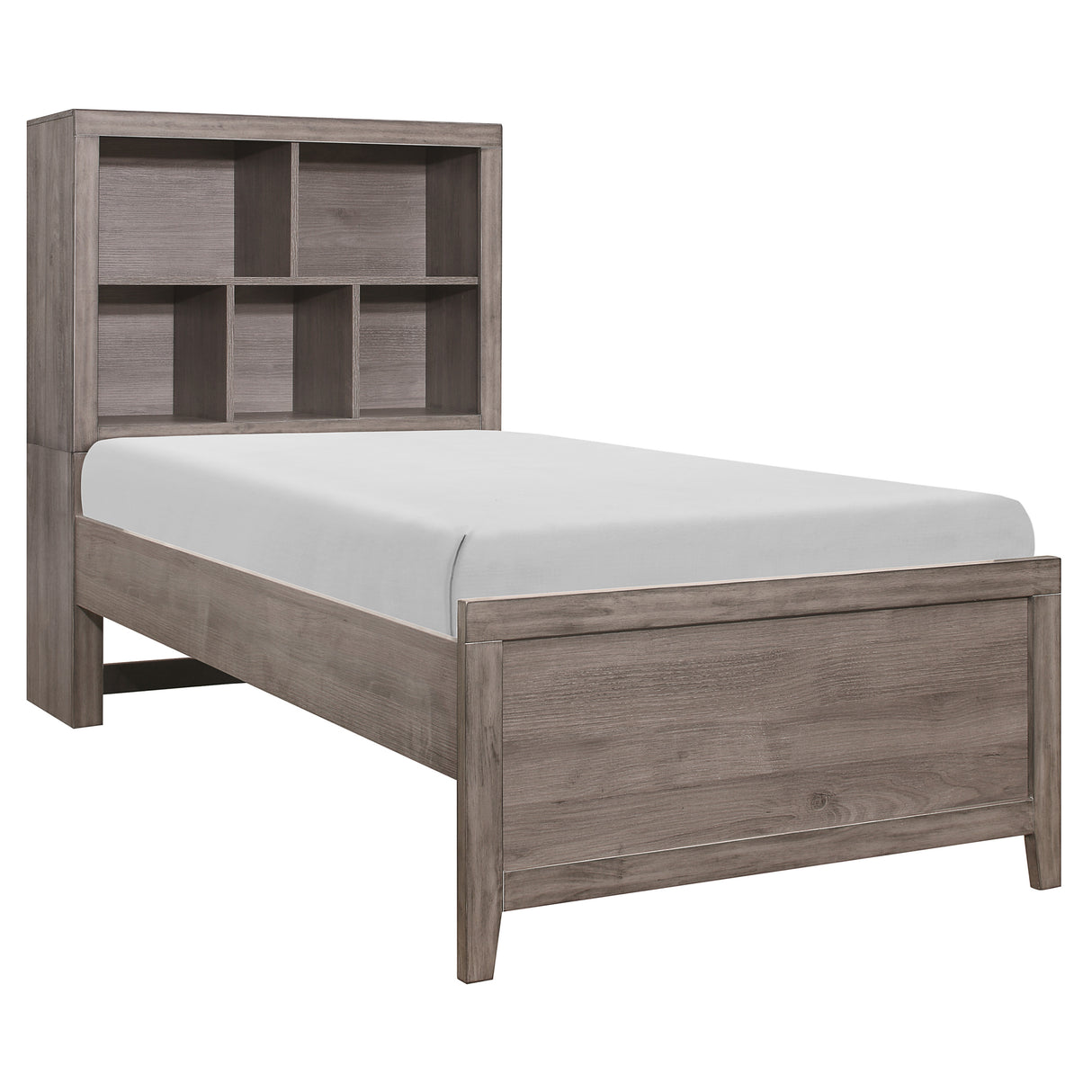 Woodrow Brownish Gray 4-Piece Twin Bedroom Set (Twin Bed, Nightstand, Dresser, Mirror) from Homelegance - Luna Furniture