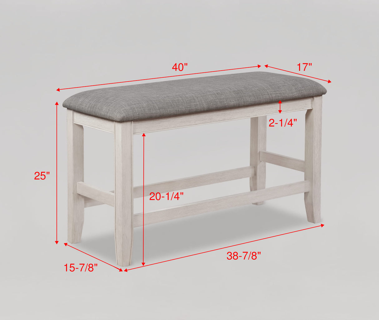Fulton White Counter Height Dining Bench from Crown Mark - Luna Furniture