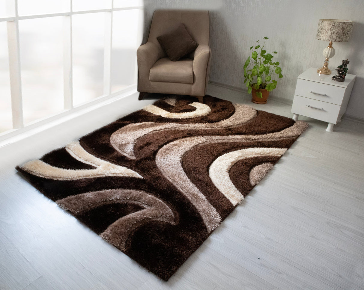 3D Shaggy Brown 5X7 Area Rug from Nova Furniture - Luna Furniture