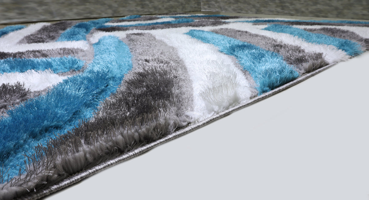 3D Shaggy Gray/Turquoise 5X7 Area Rug from Nova Furniture - Luna Furniture