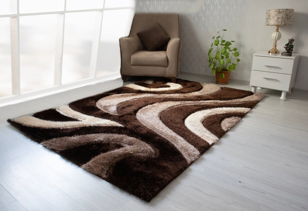 3D Shaggy Brown 5X7 Area Rug from Nova Furniture - Luna Furniture