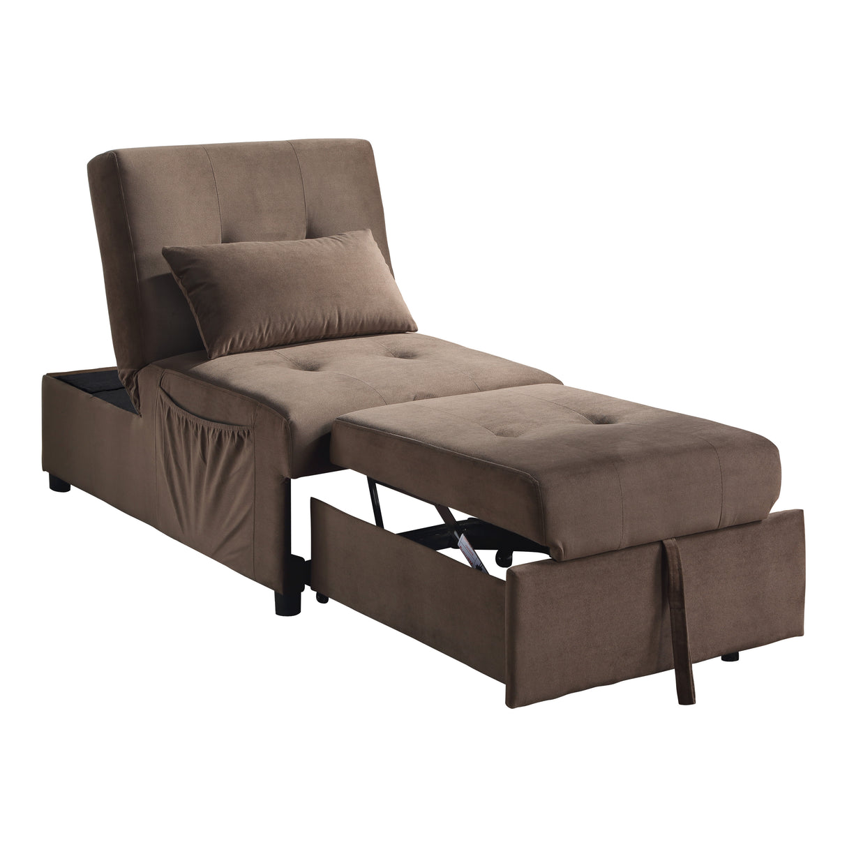 Garrell Brown Velvet Lift Top Storage Bench with Pull-out Bed from Homelegance - Luna Furniture