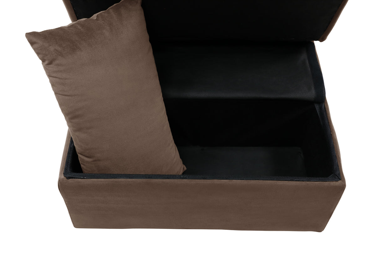 Garrell Brown Velvet Lift Top Storage Bench with Pull-out Bed from Homelegance - Luna Furniture