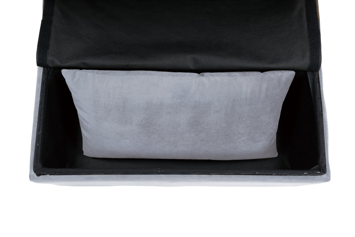 Garrell Gray Velvet Lift Top Storage Bench with Pull-out Bed from Homelegance - Luna Furniture