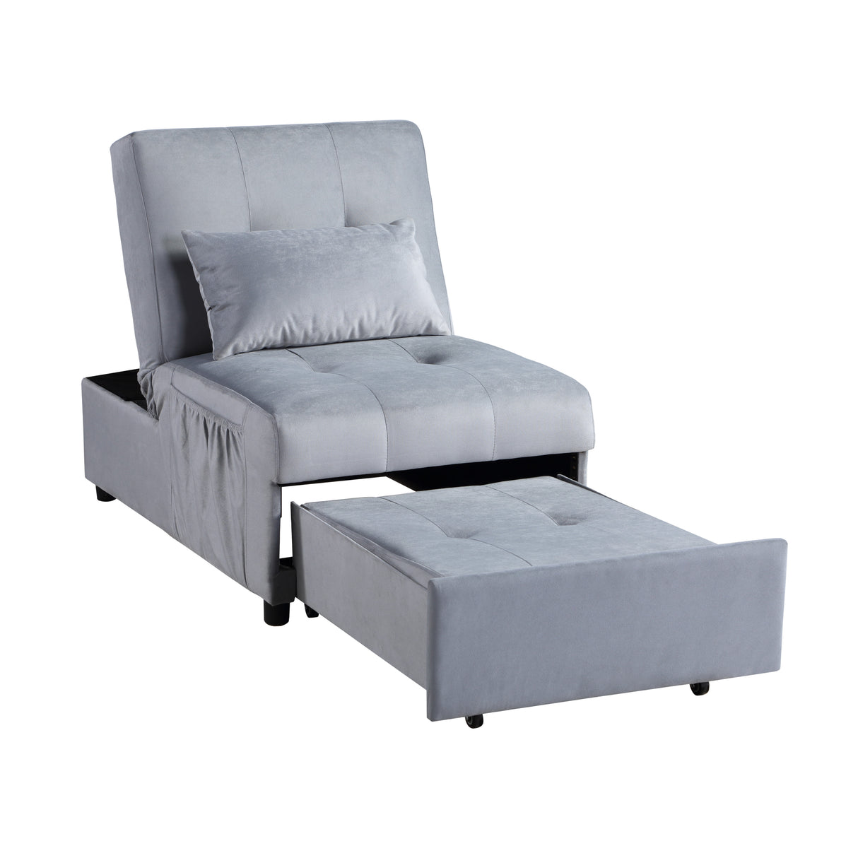 Garrell Gray Velvet Lift Top Storage Bench with Pull-out Bed from Homelegance - Luna Furniture
