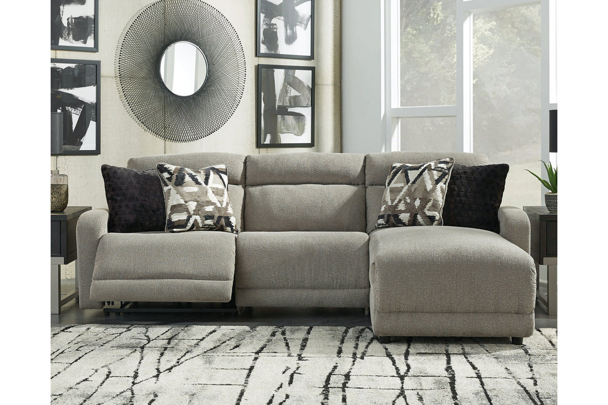 Colleyville Stone 3-Piece Power Reclining Sectional with Chaise from Ashley - Luna Furniture