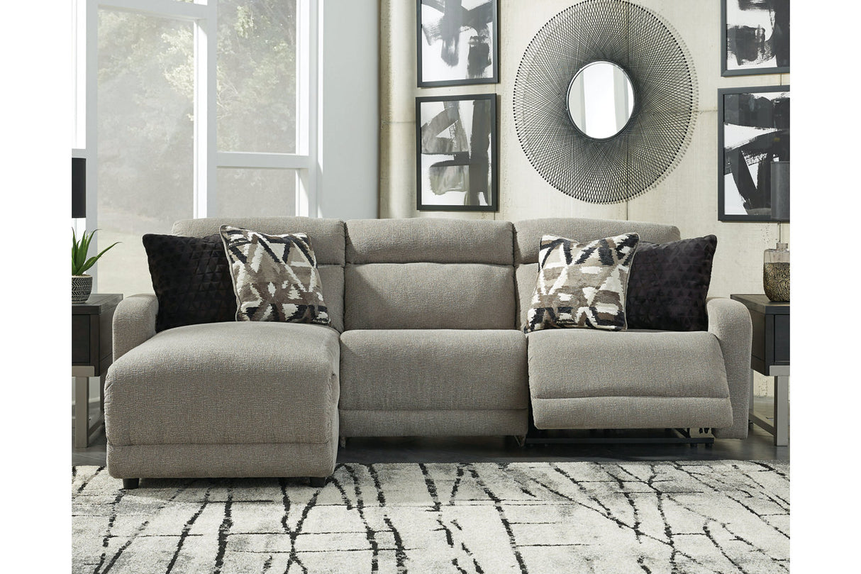 Colleyville Stone 3-Piece Power Reclining Sectional with Chaise from Ashley - Luna Furniture