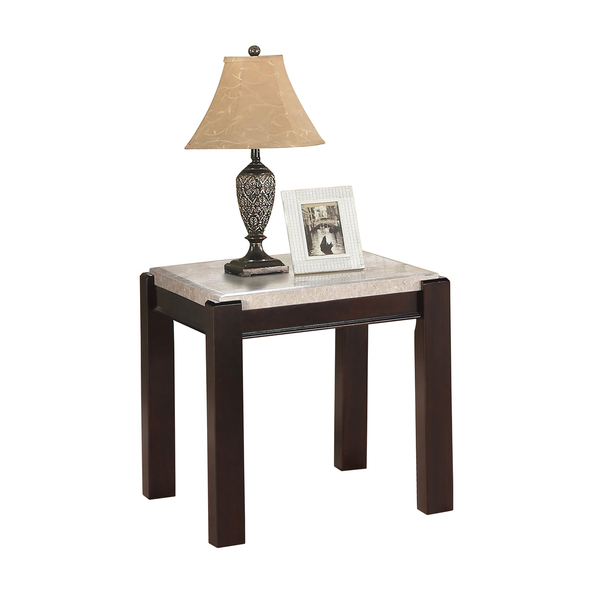 Festus Dark Cherry Marble-Top End Table from Homelegance - Luna Furniture