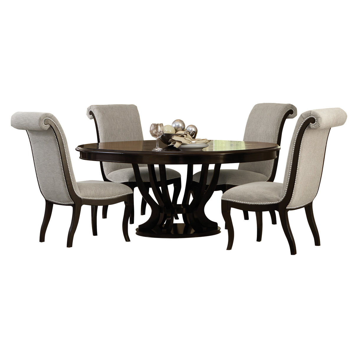 Savion Espresso Round/Oval 5-Piece Dining Set from Homelegance - Luna Furniture