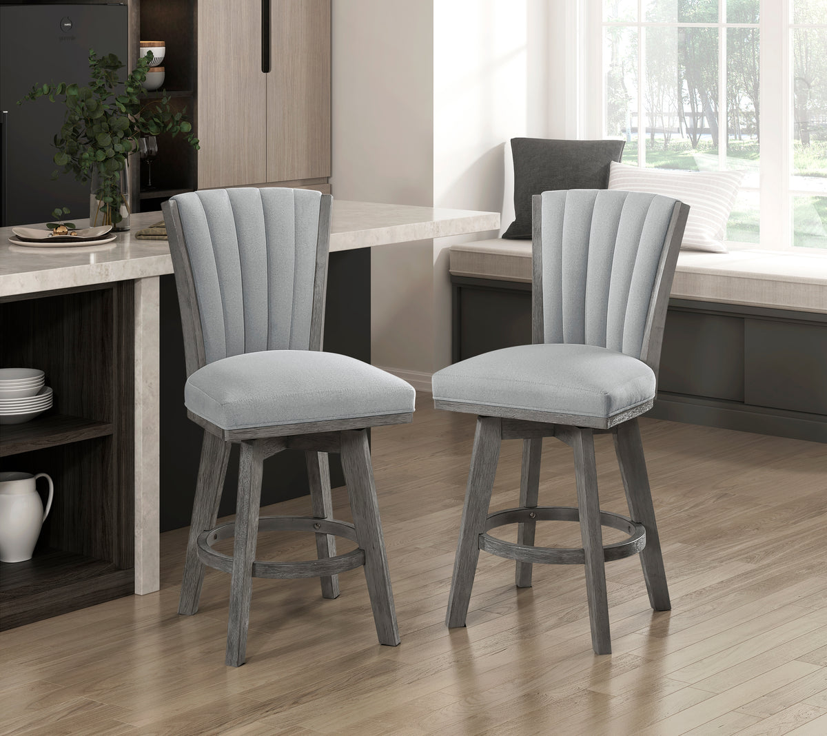 5507-24GYS Swivel Counter Height Chair, Set of 2 from Homelegance - Luna Furniture