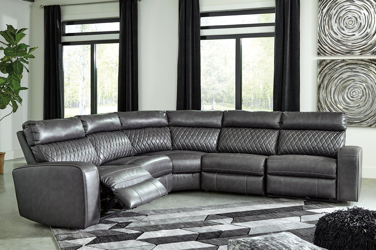 Samperstone Gray 5-Piece Power Reclining Sectional from Ashley - Luna Furniture