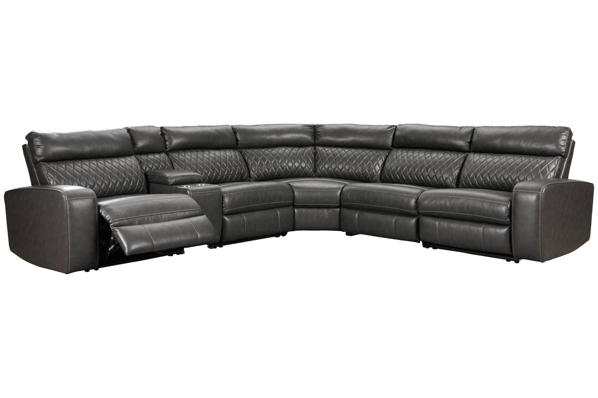 Samperstone Gray 6-Piece Power Reclining Sectional from Ashley - Luna Furniture