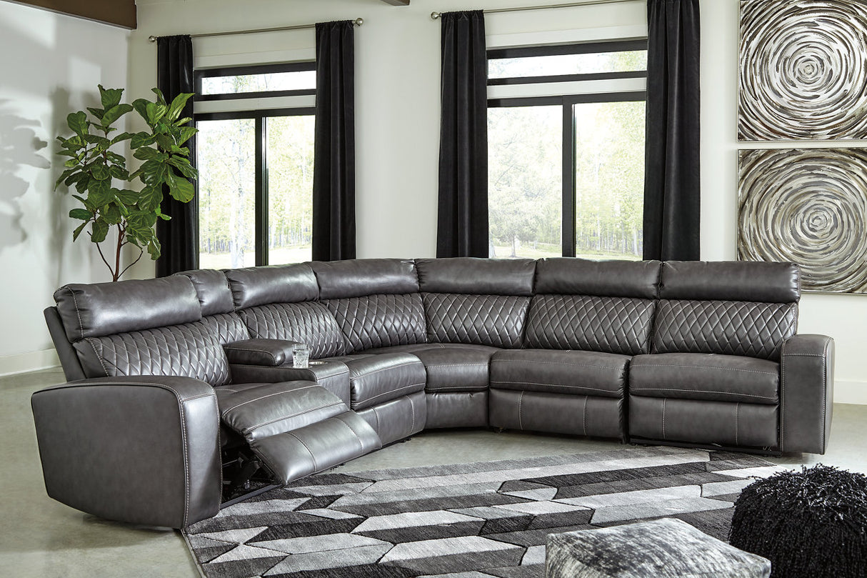 Samperstone Gray 6-Piece Power Reclining Sectional from Ashley - Luna Furniture