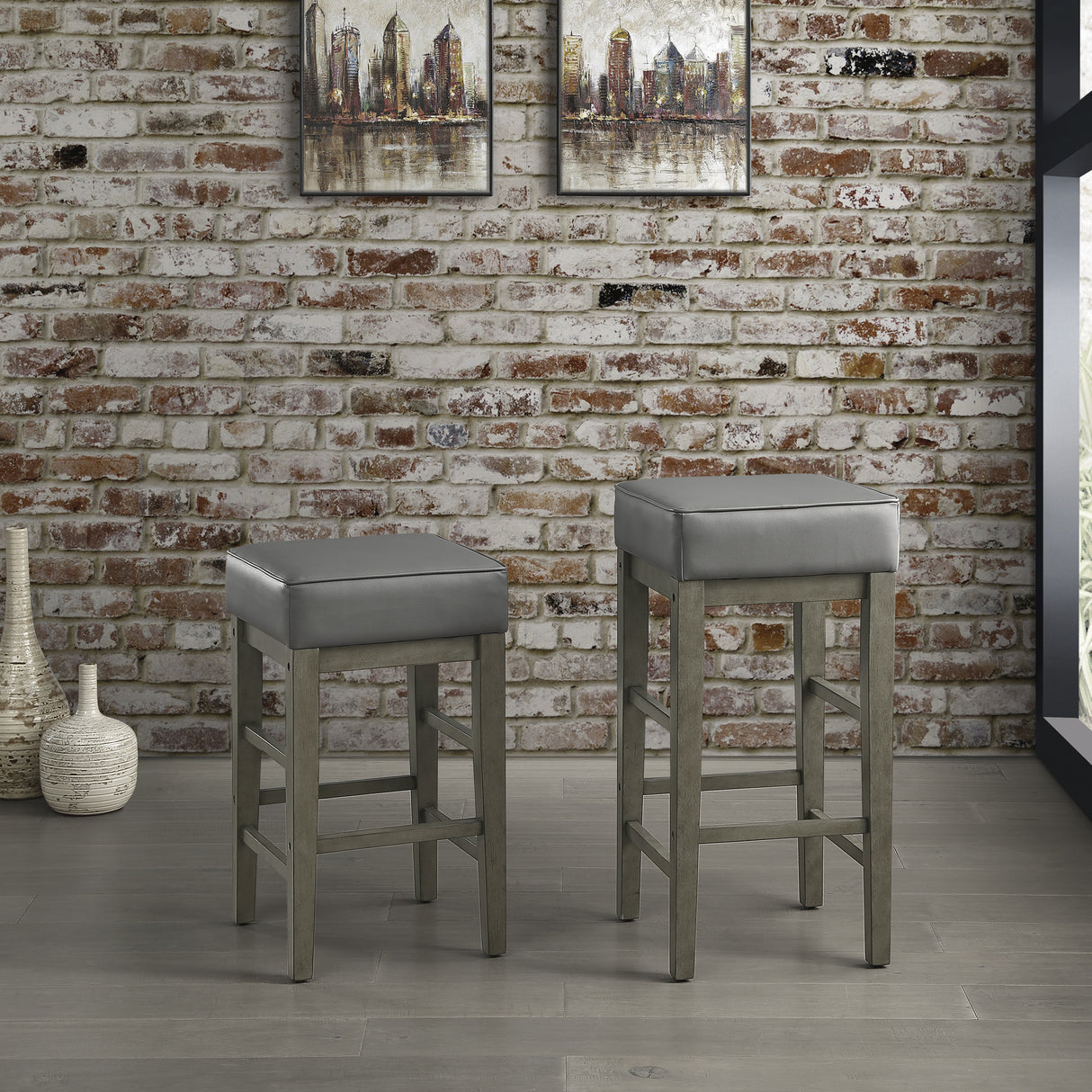 Pittsville Gray/Espresso Counter Height Stool, Set of 2 from Homelegance - Luna Furniture