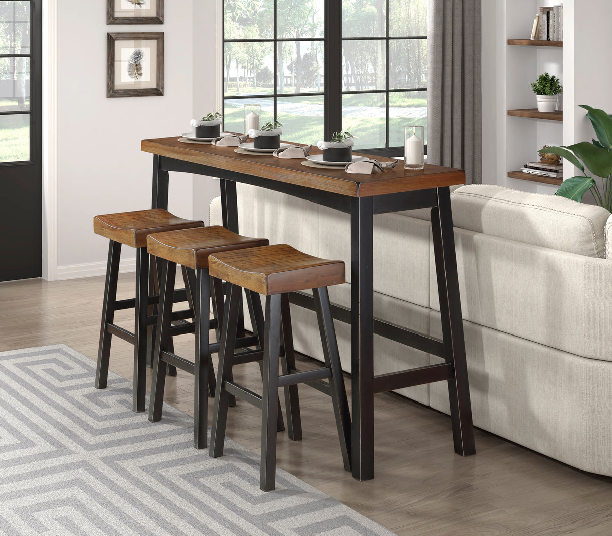 Caspian Black/Brown 4-Piece Pack Pub Height Set from Homelegance - Luna Furniture