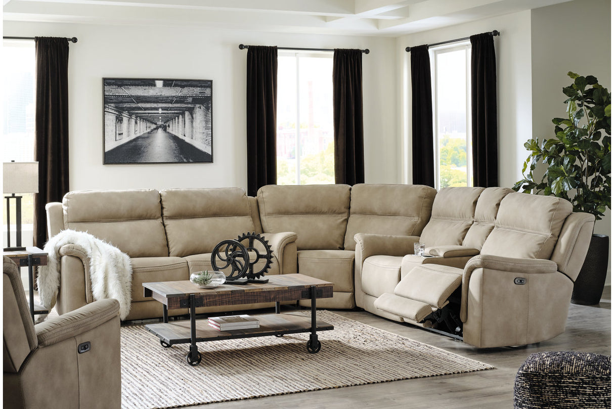 Next-Gen DuraPella Sand 3-Piece Power Reclining Sectional from Ashley - Luna Furniture