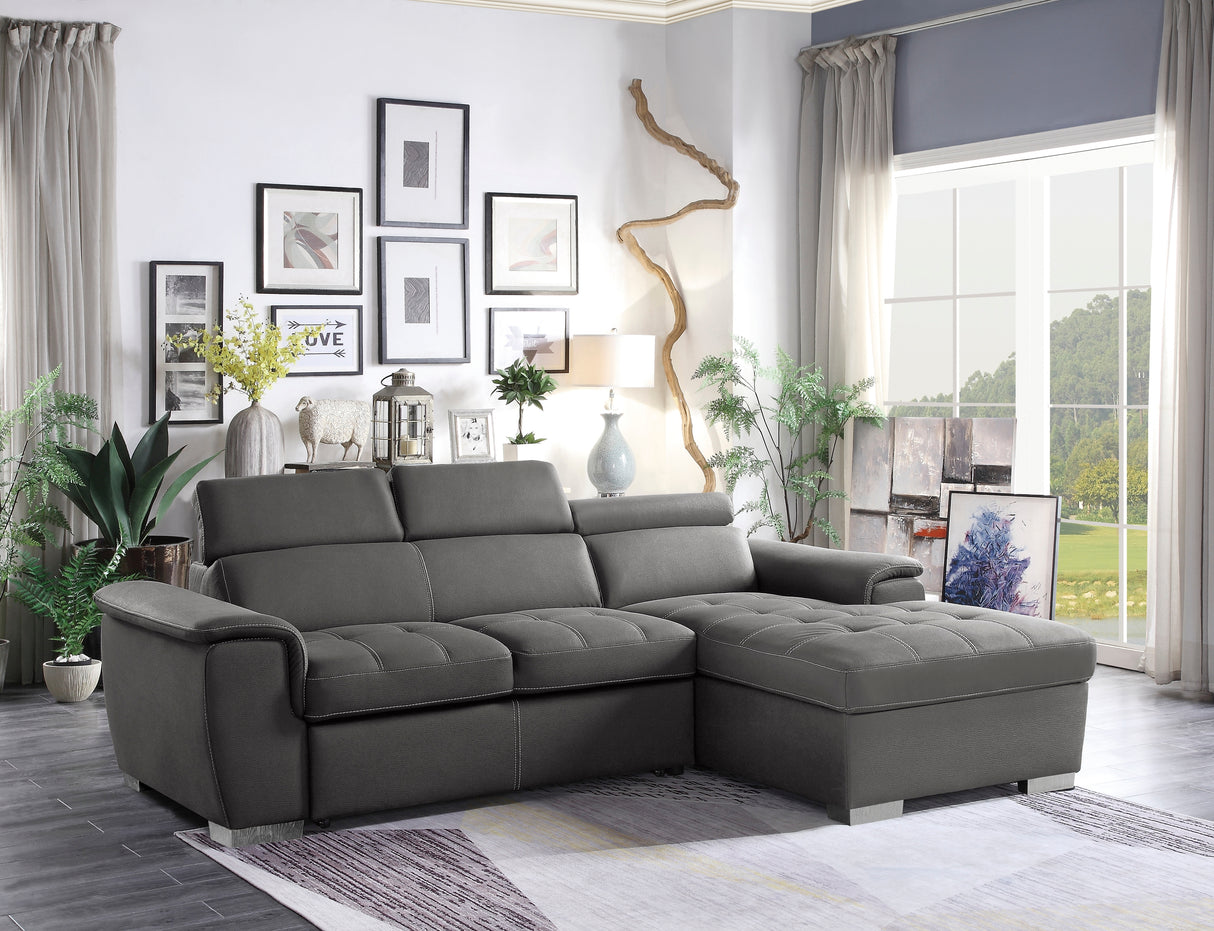 Ferriday Gray Storage Sleeper Sectional from Homelegance - Luna Furniture