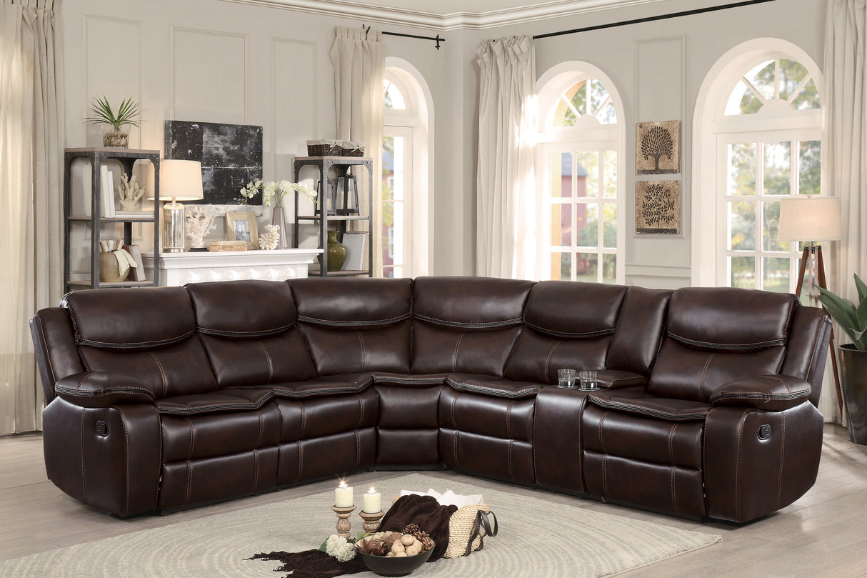 Bastrop Brown 3-Piece Sectional with Right Console from Homelegance - Luna Furniture
