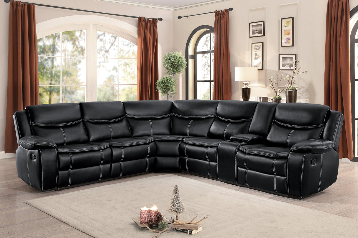 Bastrop Black 3-Piece Sectional with Right Console from Homelegance - Luna Furniture