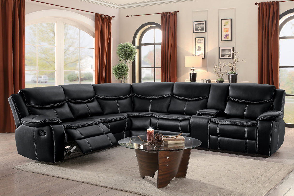 Bastrop Black 3-Piece Sectional with Right Console from Homelegance - Luna Furniture