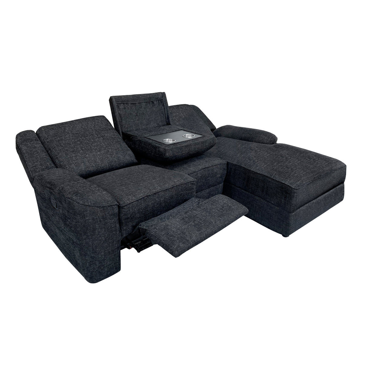 Monterey Ebony Chenille Reclining Sectional with Right Chaise from Homelegance - Luna Furniture
