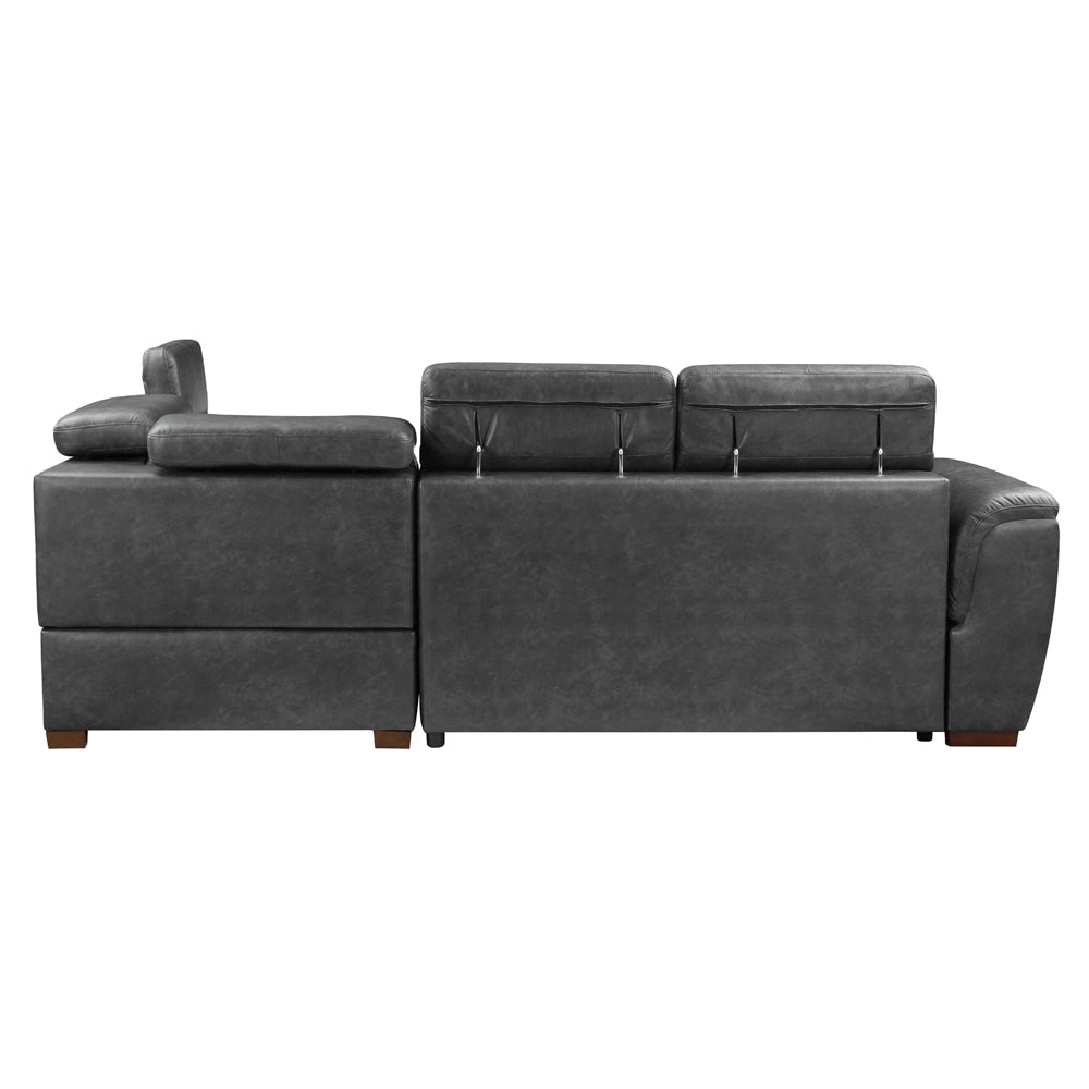 Barre Gray Faux Leather 2-Piece Storage Sleeper Sectional from Homelegance - Luna Furniture