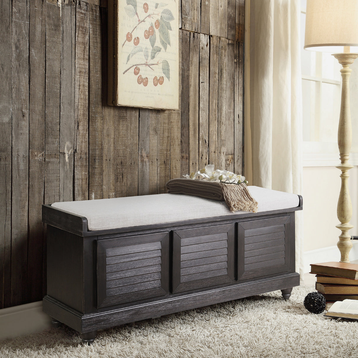 Woody Antique Black Lift Top Storage Bench from Homelegance - Luna Furniture