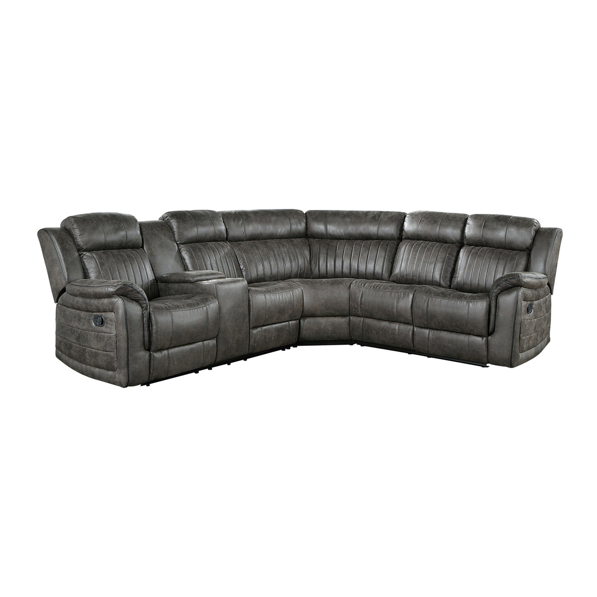 Centeroak Brownish Gray 3-Piece Reclining Sectional with Left Console from Homelegance - Luna Furniture