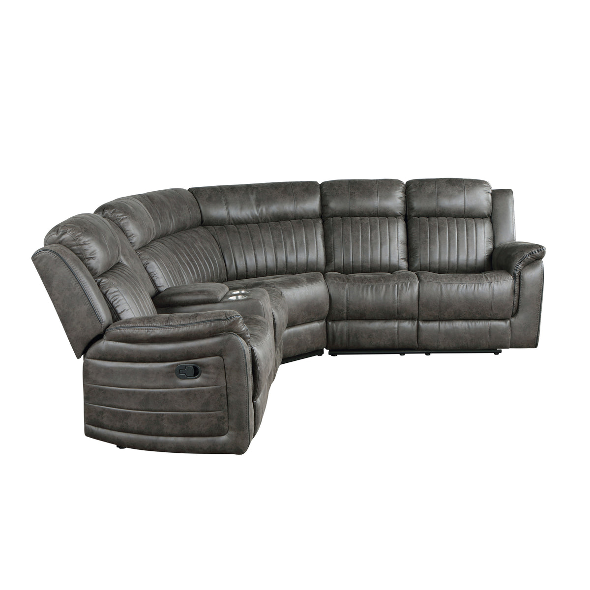 Centeroak Brownish Gray 3-Piece Reclining Sectional with Left Console from Homelegance - Luna Furniture