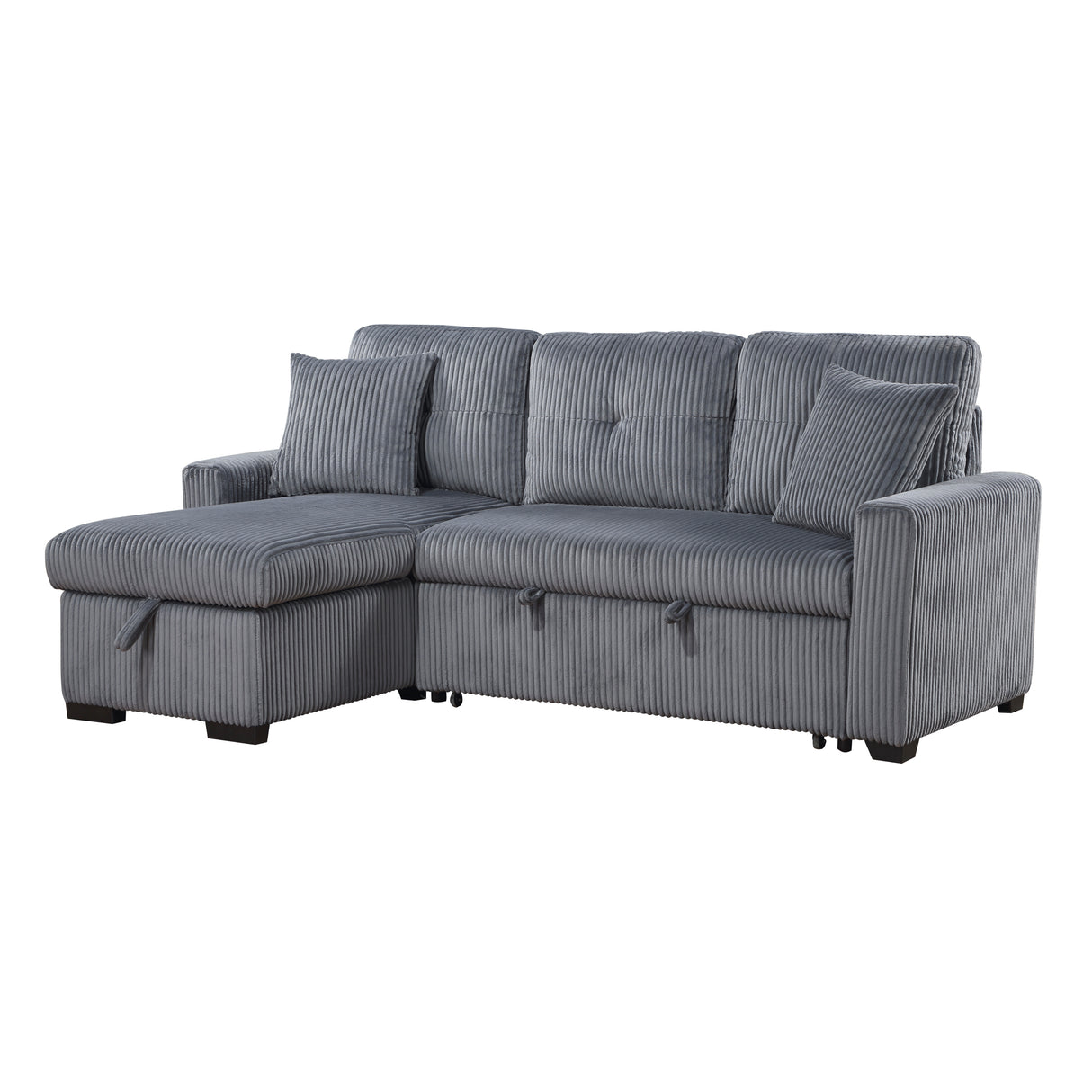 Rhett Dark Gray 3-Piece Reversible Sectional with Pull-out Bed and Hidden Storage from Homelegance - Luna Furniture