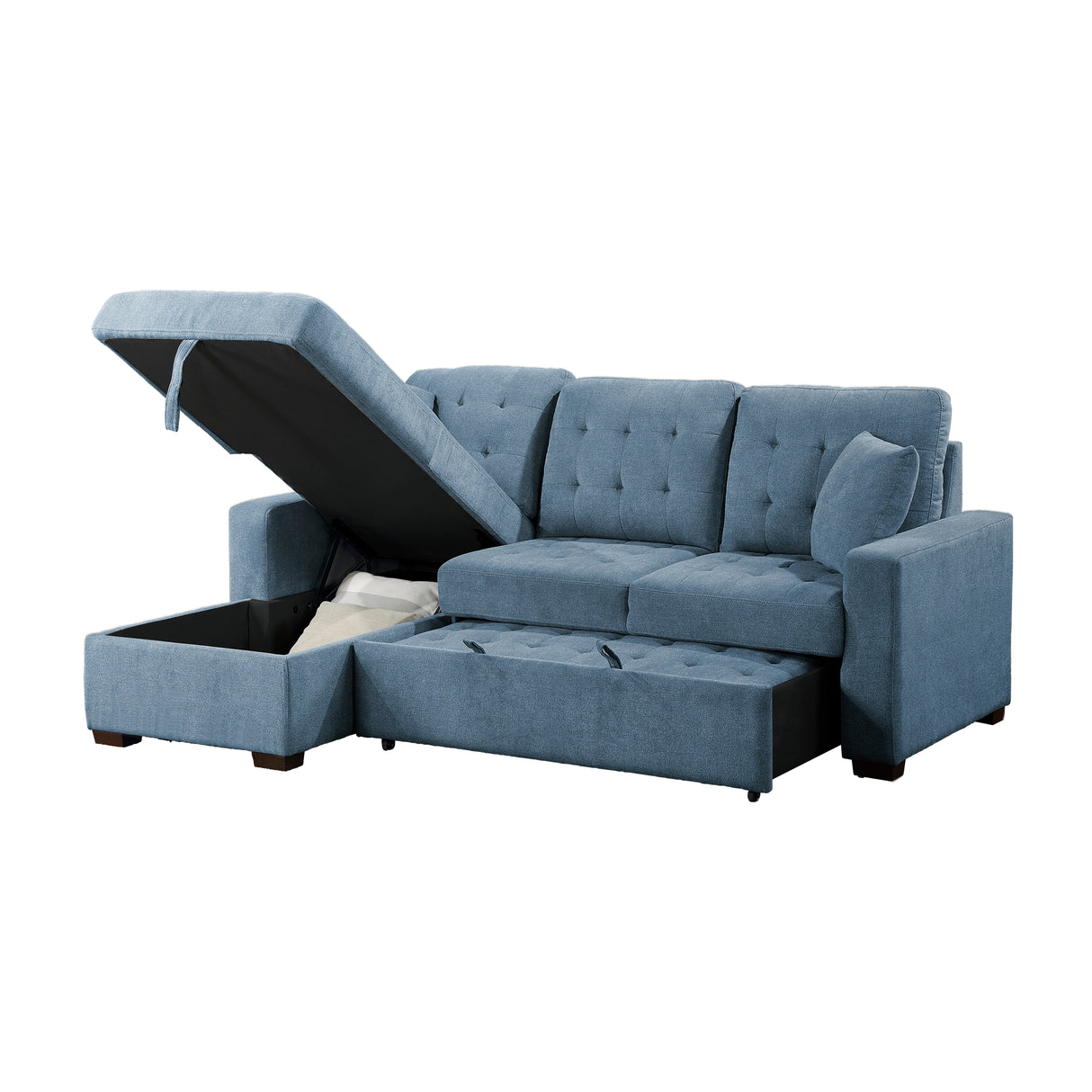 Waitsfield Blue 2-Piece Sectional with Left Chaise, Pull-out Bed and Hidden Storage from Homelegance - Luna Furniture